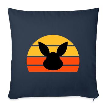 Tête de lapin devant le demi-soleil - Housse de coussin décorative 45 x 45 cm - bleu marine - Devant