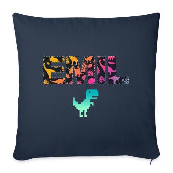 EMIL - Beau prénom de garçon avec dinosaure - Housse de coussin décorative 45 x 45 cm - bleu marine - Devant