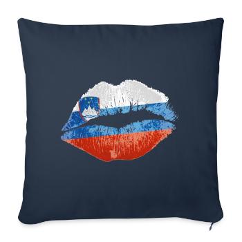 Kiss (Slovénie) - Housse de coussin décorative 45 x 45 cm - bleu marine - Devant
