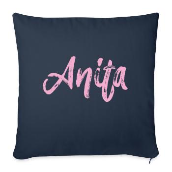 anita,nom,cursif,rose,police - Housse de coussin décorative 45 x 45 cm - bleu marine - Devant