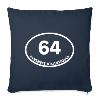 64 pyrénées-atlantiques - Housse de coussin décorative 45 x 45 cm - bleu marine - Devant