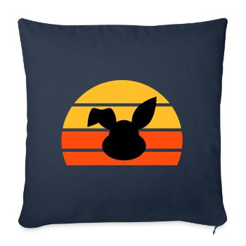 Tête de lapin avec oreille pliée devant un demi-soleil - Housse de coussin décorative 45 x 45 cm - bleu marine - Devant