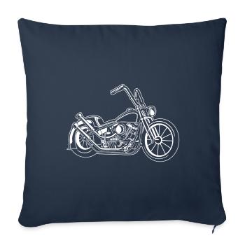 Chopper / moto bobber 02_weiß - Housse de coussin décorative 45 x 45 cm - bleu marine - Devant