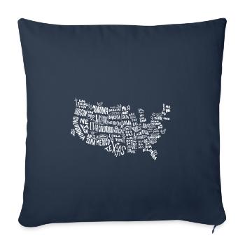 États-Unis d’Amérique États - Housse de coussin décorative 45 x 45 cm - bleu marine - Devant