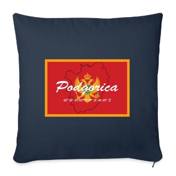 Podgorica - Hauptstadt mit GPS & Flagge - Sofakissenbezug 45 x 45 cm - Navy - Vorne