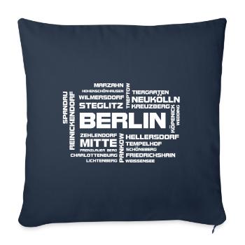 Berlin et ses quartiers - Housse de coussin décorative 45 x 45 cm - bleu marine - Devant