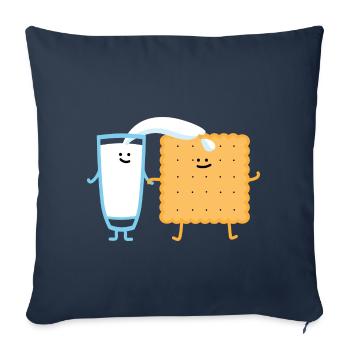 Lait et biscuit - Housse de coussin décorative 45 x 45 cm - bleu marine - Devant