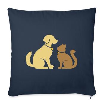 Süße Tierfreunde - Hund und Katze - dog and cat - Sofakissenbezug 45 x 45 cm - Navy - Vorne