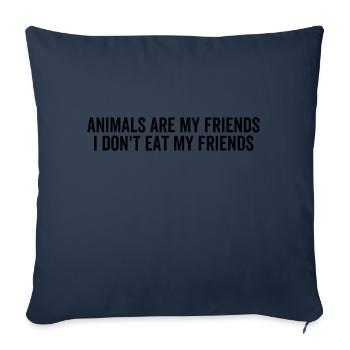 Les animaux sont mes amis, je ne mange pas mes amis - Housse de coussin décorative 45 x 45 cm - bleu marine - Devant
