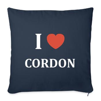 i love Cordon - Housse de coussin décorative 45 x 45 cm - bleu marine - Devant