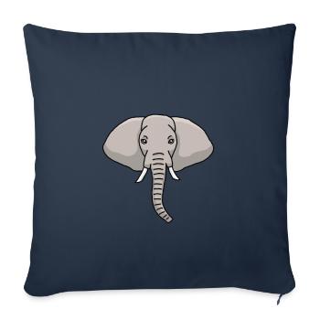Elephant, head, elephant head, drawing - Sofa pillowcase 17,3'' x 17,3'' (45 x 45 cm) - navy - Front