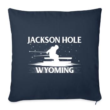 Jackson Hole Wyoming Skiing T Shirt Ski Gift Tea - Sofa pillowcase 17,3'' x 17,3'' (45 x 45 cm) - navy - Front