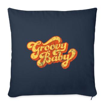 Groovy Baby - Design de Style Vintage - Housse de coussin décorative 45 x 45 cm - bleu marine - Devant