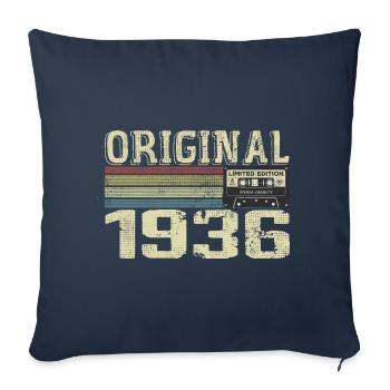 1936 Fêtes D’anniversaire - Cadeau Retro 1936 - Housse de coussin décorative 45 x 45 cm - bleu marine - Devant