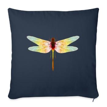 Iridescent Dragonfly – Filigree Insect Motif - Sofa pillowcase 17,3'' x 17,3'' (45 x 45 cm) - navy - Front