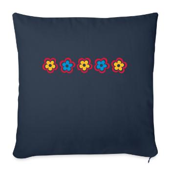 rétro fleur - Housse de coussin décorative 45 x 45 cm - bleu marine - Devant