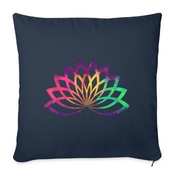 Yoga t-shirt fleur de lotus cadeau fleur de lotus coloré - Housse de coussin décorative 45 x 45 cm - bleu marine - Devant