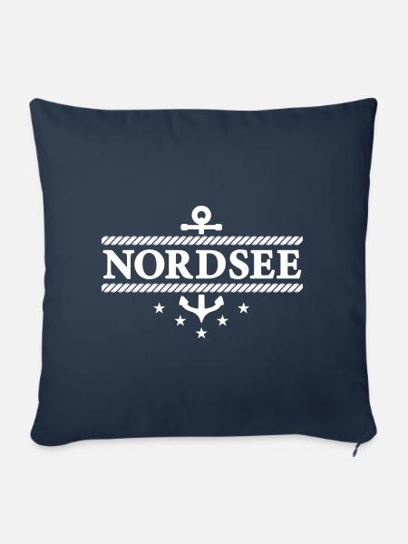 Nordsee mit Anker - Sofakissenbezug 45 x 45 cm - Navy