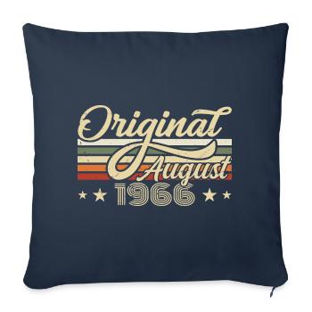 Août 1966 Anniversaire Août 1966 - Original 1966 - Housse de coussin décorative 45 x 45 cm - bleu marine - Devant