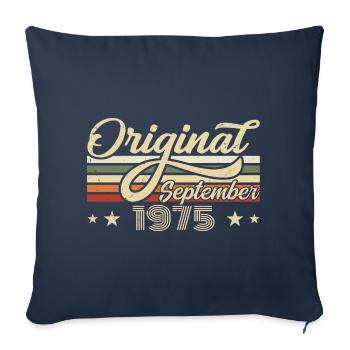 1975 September Born Birthday Year of birth 1975 - Sofa pillowcase 17,3'' x 17,3'' (45 x 45 cm) - navy - Front