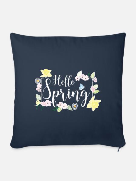 Hello Spring weiss - Sofakissenbezug 45 x 45 cm - Navy