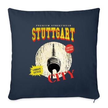 Stuttgart Germany City Skyline Vintage Retro - Sofa pillowcase 17,3'' x 17,3'' (45 x 45 cm) - navy - Front