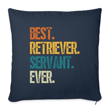 Meilleur Retriever Dog Servant Ever Distressed Retro - Housse de coussin décorative 45 x 45 cm - bleu marine - Devant