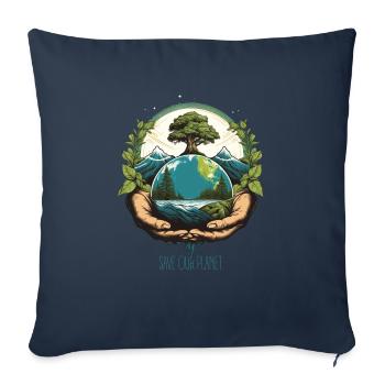 Sauver l’environnement Héros de la protection de l’environnement Activiste pour le climat - Housse de coussin décorative 45 x 45 cm - bleu marine - Devant