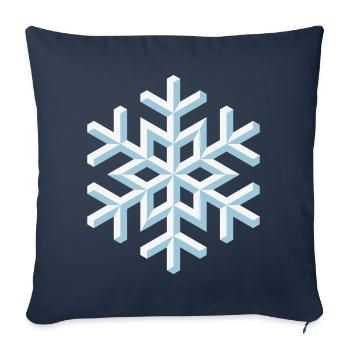 Snowflake 3D (Snow / Snowing / Winter Magic) - Sofa pillowcase 17,3'' x 17,3'' (45 x 45 cm) - navy - Front