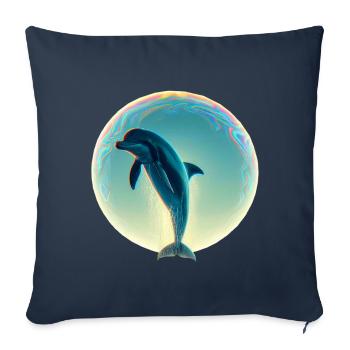 Dauphin (02) - Housse de coussin décorative 45 x 45 cm - bleu marine - Devant