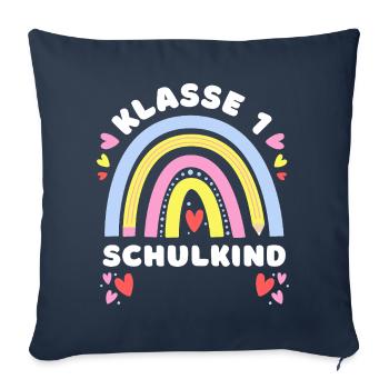 Klasse 1 - Schulkind - mit Namen personalisierbar - Sofakissenbezug 45 x 45 cm - Navy - Vorne