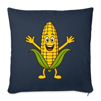 Personnage de maïs de dessin animé ludique - Housse de coussin décorative 45 x 45 cm - bleu marine - Devant