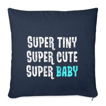 Super petit - super mignon - super bébé - bleu - Housse de coussin décorative 45 x 45 cm - bleu marine - Devant
