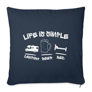 CAMPING BEER BED! LIFE IS SO SIMPLE! CAMPING FUN - Sofa pillowcase 17,3'' x 17,3'' (45 x 45 cm) - navy - Front