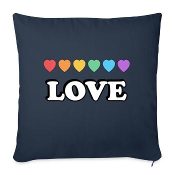Liebe Regenbogenherzen - Sofakissenbezug 45 x 45 cm - Navy - Vorne