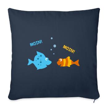 Lustige Fische machen Urlaub am Meer u. sagen Moin - Sofakissenbezug 45 x 45 cm - Navy - Vorne