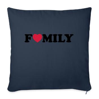 Family heart - Housse de coussin décorative 45 x 45 cm - bleu marine - Devant