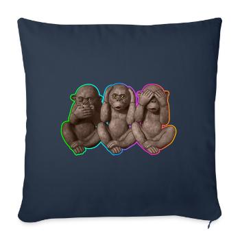 Three wise Monkeys | 3 weise Affen - Sofakissenbezug 45 x 45 cm - Navy - Vorne