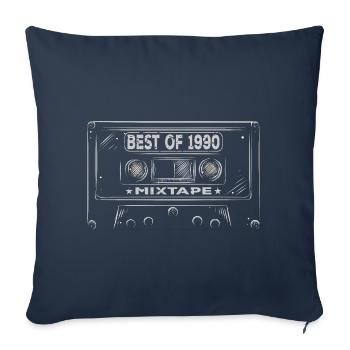 1990 Birthday Mixtape Cassette Retro - Housse de coussin décorative 45 x 45 cm - bleu marine - Devant