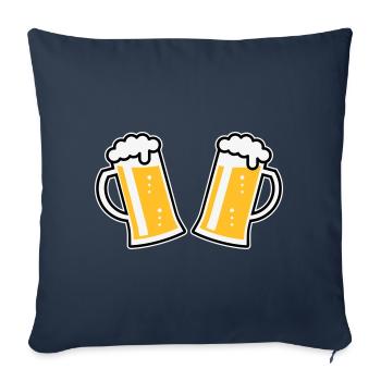 2 chopes à bière Prosten (bière / chope à bière / 3C) - Housse de coussin décorative 45 x 45 cm - bleu marine - Devant