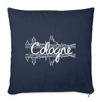 Skyline de Cologne - Blanc - Housse de coussin décorative 45 x 45 cm - bleu marine - Devant