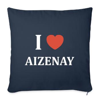 i love Aizenay - Housse de coussin décorative 45 x 45 cm - bleu marine - Devant