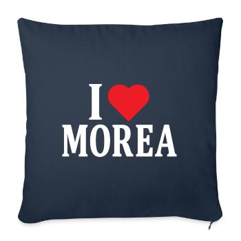 nom du t-shirt J’aime Morée idée cadeau t-shirt - Housse de coussin décorative 45 x 45 cm - bleu marine - Devant