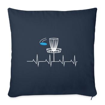 Disc-Golf-Herzschlag-Shirt - Sofakissenbezug 45 x 45 cm - Navy - Vorne