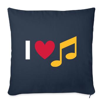 Ich liebe Musik (Herz, Note) - Sofakissenbezug 45 x 45 cm - Navy - Vorne