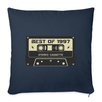Cassette rétro 1997 millésime 1997 anniversaire 1997 - Housse de coussin décorative 45 x 45 cm - bleu marine - Devant