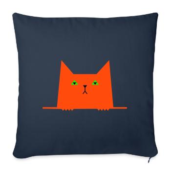 chat drôle - Housse de coussin décorative 45 x 45 cm - bleu marine - Devant