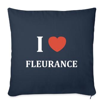 i love Fleurance - Housse de coussin décorative 45 x 45 cm - bleu marine - Devant
