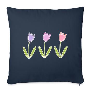 Tulpen Blumen - Sofakissenbezug 45 x 45 cm - Navy - Vorne