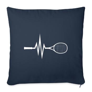 Mon coeur bat pour le tennis - balle Sport - Housse de coussin décorative 45 x 45 cm - bleu marine - Devant